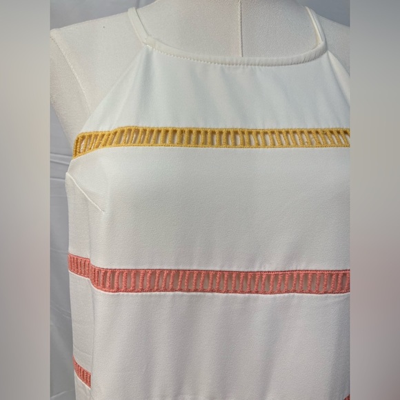 Entro Striped Sleeveless Shift Dress High Neck Colorful Preppy Spring Womens S - Picture 4 of 12